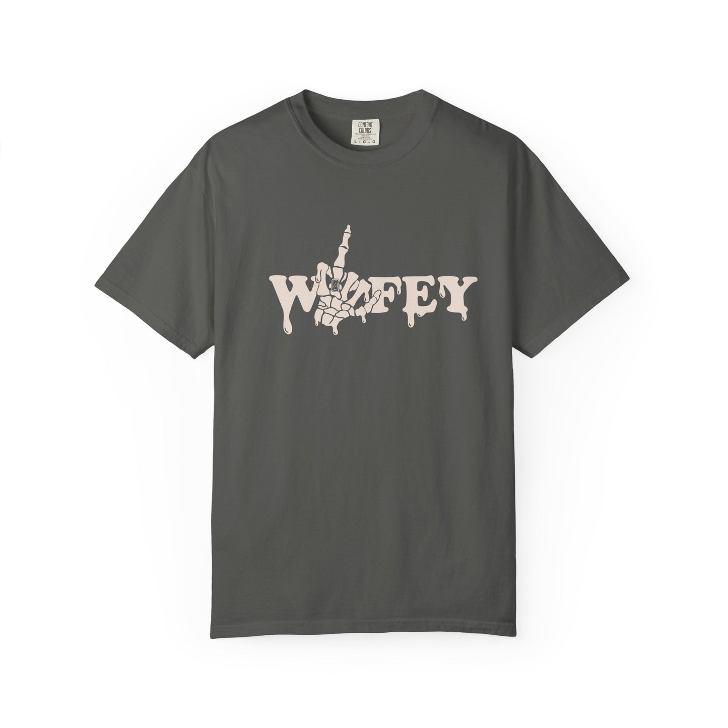 wifey serif skeleton T-shirt | Dripping Skeleton Graphic, Dark Grey bachelorette bride