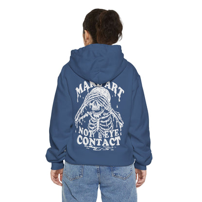 Make Art Not Eye Contact Hoodie | Skeleton Dripping Graphic