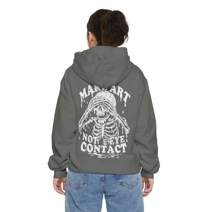 Make Art Not Eye Contact Hoodie | Skeleton Dripping Graphic