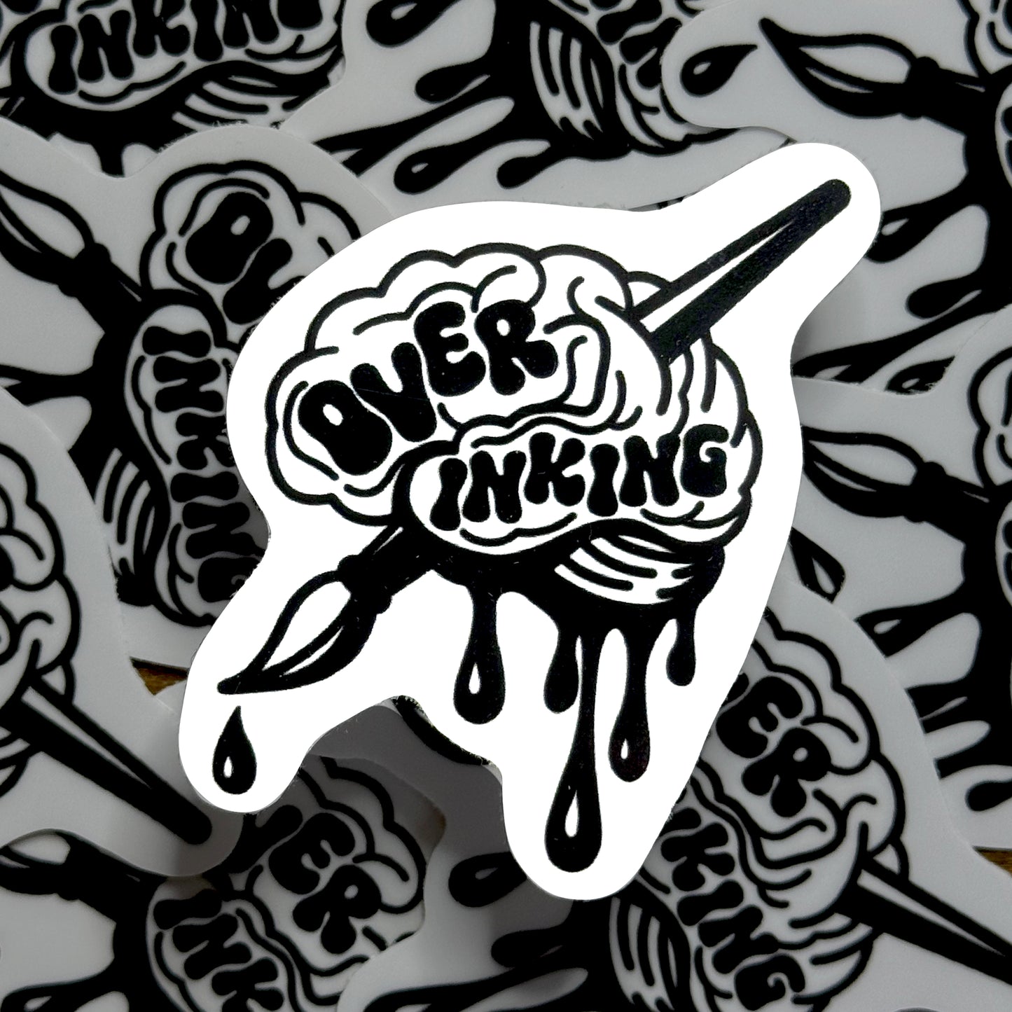 Over Inking Brain Sticker